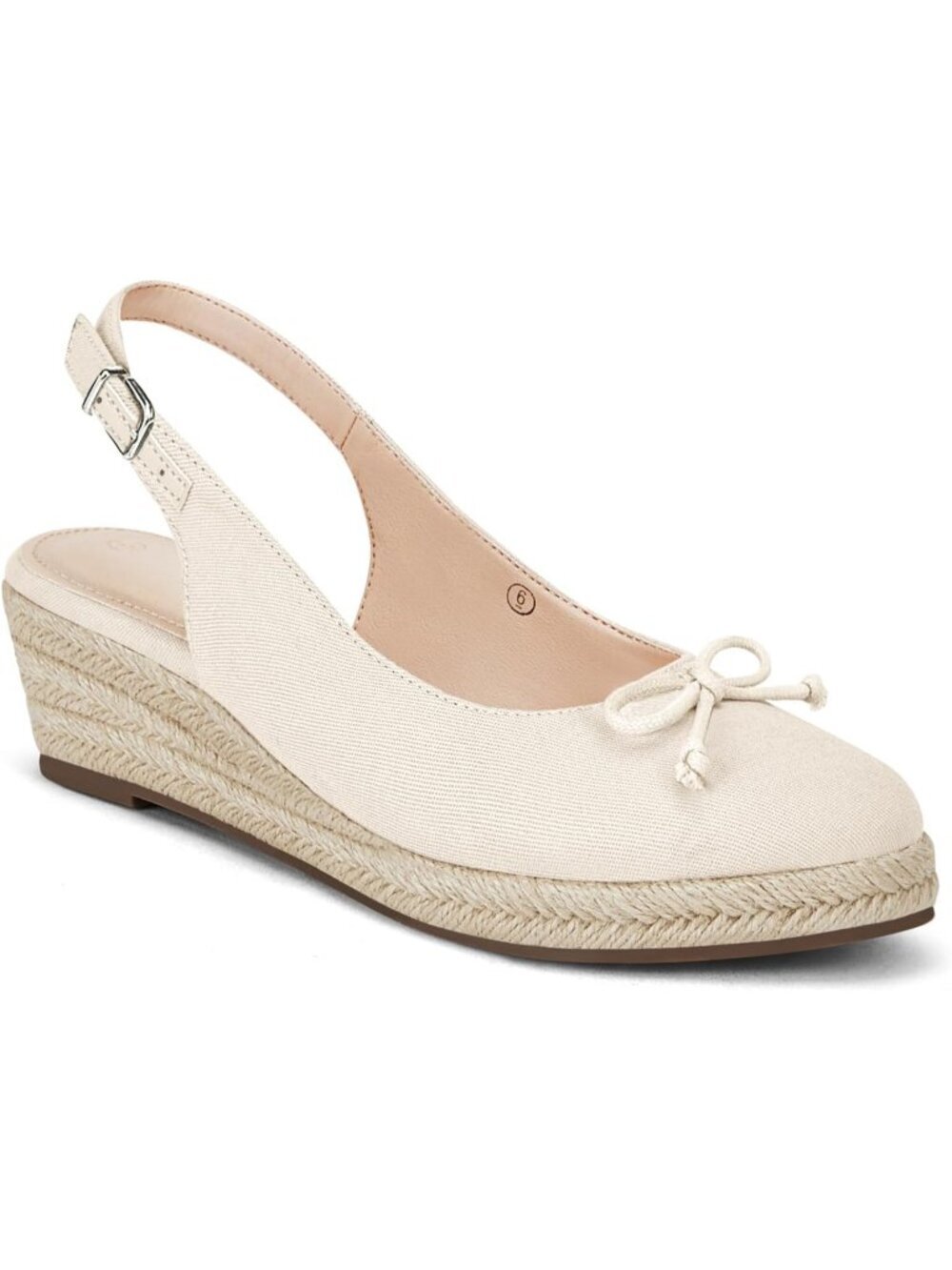 Women's Nude Closed Toe Platform Slingback Mid Low Heel Canvas Bow Dress Sandal